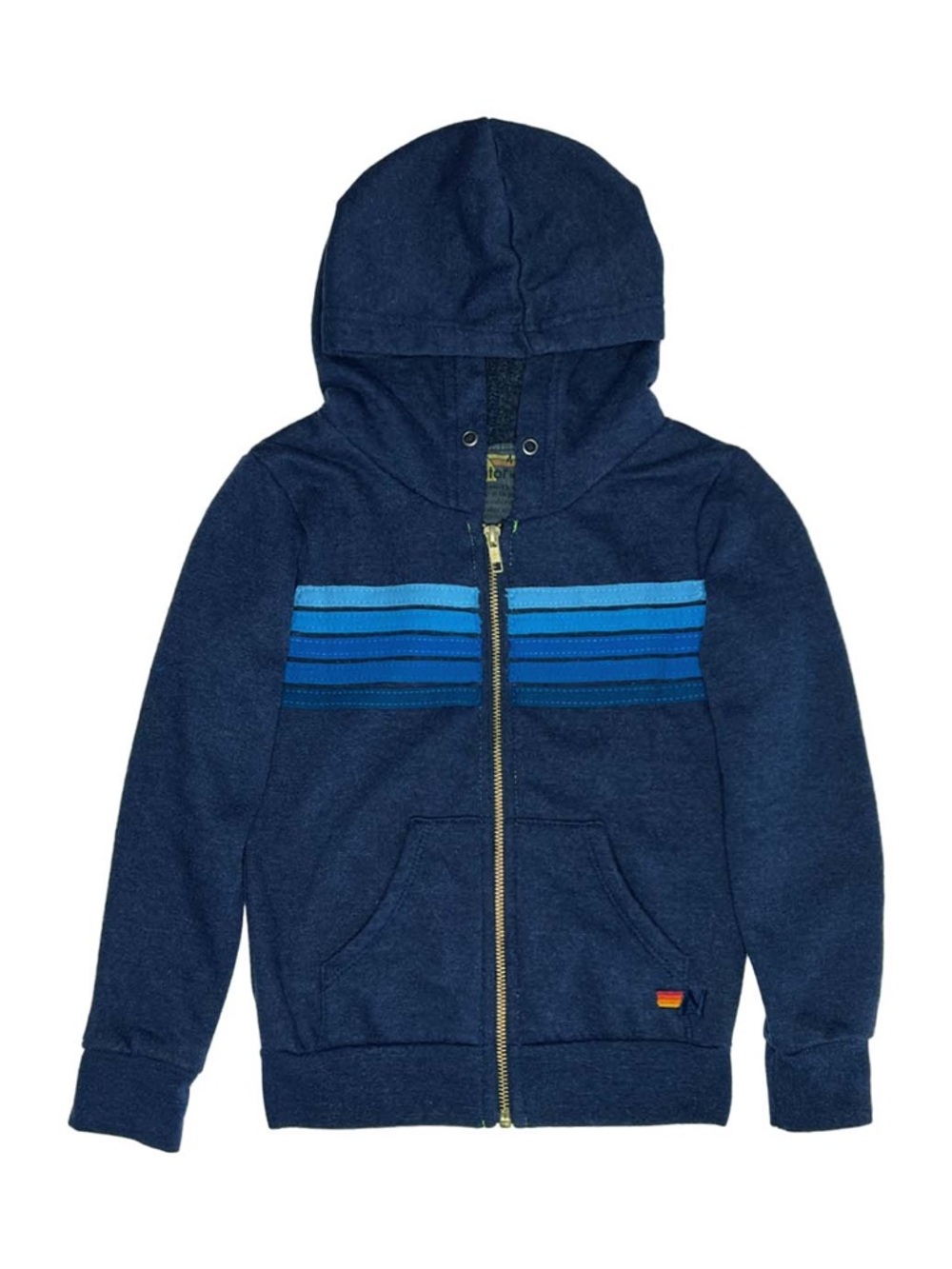 Aviator Nation KID'S 5 STRIPE HOODIE - NAVY // BLUE STRIPES Youth Size 14